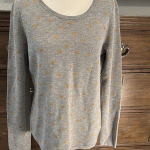 Gray Sweater with Gold Polka Dots